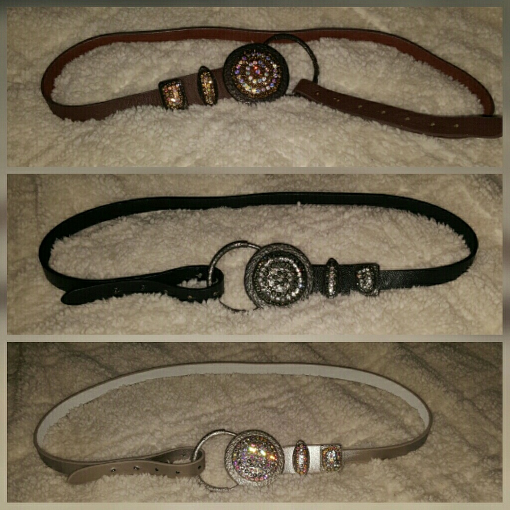 3 Bling Leather Belts